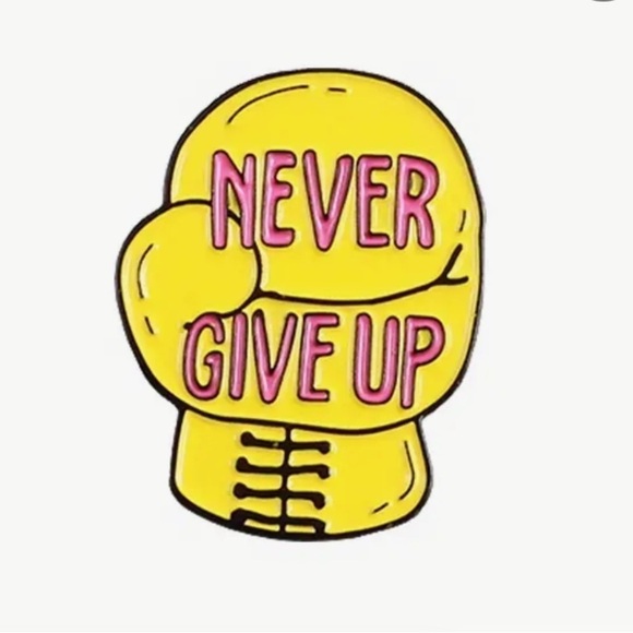 3/$25 “Never Give Up” Boxing Glove Pin Badge Brooch Unisex - Picture 1 of 4